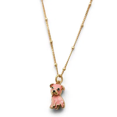 Cloud Haven Women's Gold / Pink / Purple  Mini Pittie Sweetie Pendant In Bubblegum Pink