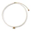 Cloud Haven Women's Gold / White  Faux-pearl Logo Pendant Necklace Gold