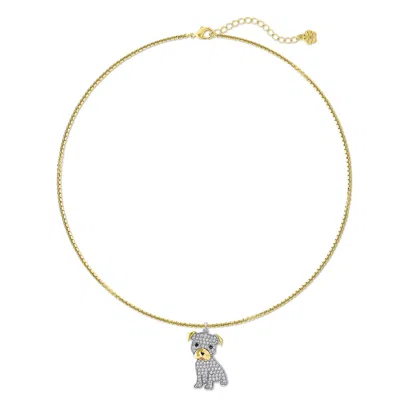 Cloud Haven Women's Gold / White  Pit Bull Pendant Necklace In Multi