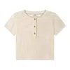 Cloud Haven Women's Neutrals  Dainty Tee With Logo Buttons In Off-white In White