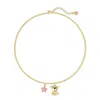 Cloud Haven Women's Pink / Gold / White  Happy Pittie Pendant Necklace