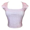 Cloud Haven Women's Pink / Purple  Jacquard Square Neck Tee In Baby Pink In Pink/purple