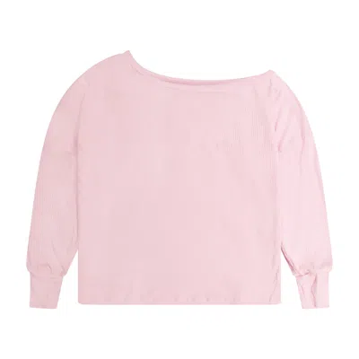 Cloud Haven Women's Pink / Purple  Off The Shoulder Relaxed Logo Tee In Pink