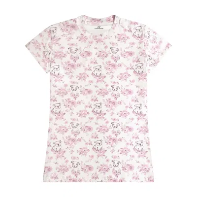 Cloud Haven Women's Pink / Purple / White  Fitted Signature Print Tee In Soft Mauve Floral