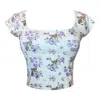 Cloud Haven Women's Pink / Purple / White  Rose Bulldog Square Neck Tee In Violet In Pink/purple/white