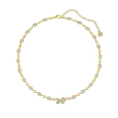 Cloud Haven Women's White / Gold  Crystal Logo Necklace