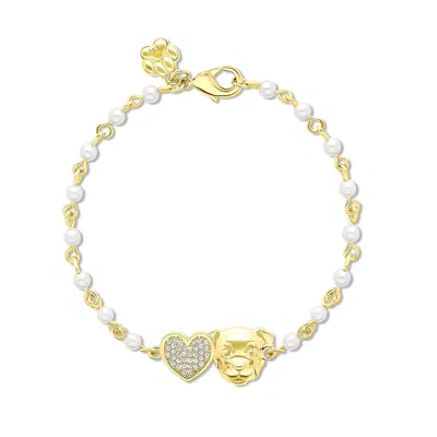 Cloud Haven Women's White / Gold  Soft Hearted Pit Bull Cz Bracelet White