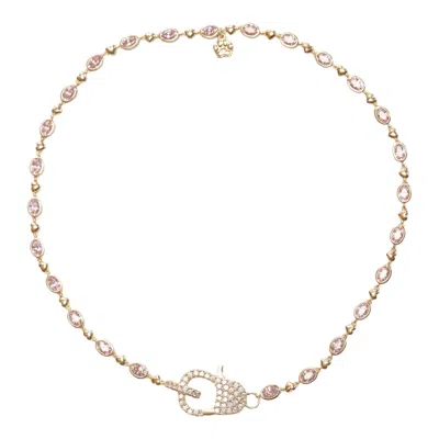 Cloud Haven Women's White / Gold / Pink  Studded Clasp Necklace