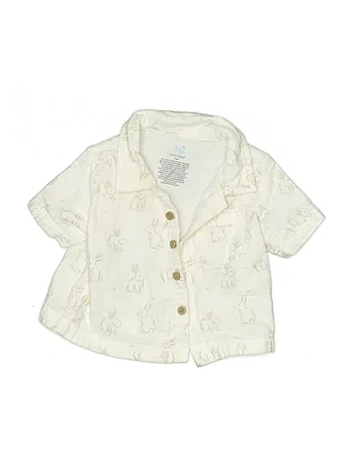 Pre-owned Cloud Island Babies' Short Sleeve Button Down Shirt In Ivory