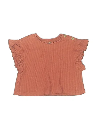 Pre-owned Cloud Island Babies' Short Sleeve Top Orange Ruffles Neckline Tops