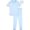 Cloud Nine Sleep On It Kids' Gingham Two-piece Pajamas & Socks Set In Blue