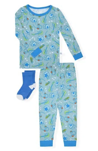 Cloud Nine Sleep On It Kids' Musical Instrument Two-piece Pajamas & Socks Set In Green