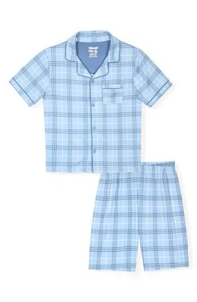 Cloud Nine Kids' Plaid Two-piece Short Pajamas In Blue