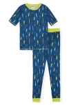 Cloud Nine Kids' Print Soft Fitted Two-piece Pajama Set In Blue