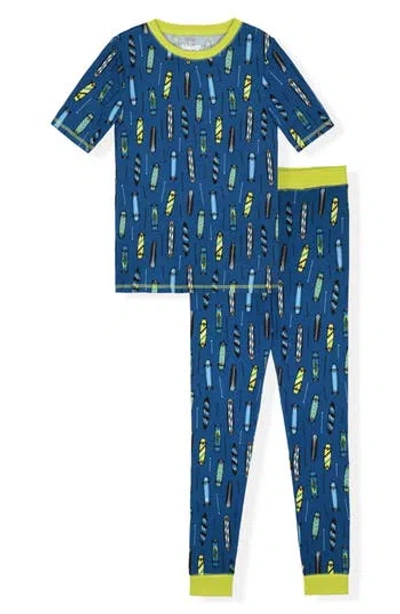Cloud Nine Kids' Print Soft Fitted Two-piece Pajama Set In Blue