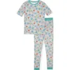 Cloud Nine Kids' Print Soft Fitted Two-piece Pajama Set In Gray