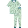 Cloud Nine Kids' Print Soft Fitted Two-piece Pajama Set In Green