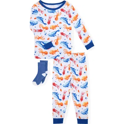 Cloud Nine Sleep On It Kids' Sea Creature Two-piece Pajamas & Socks Set In Multi