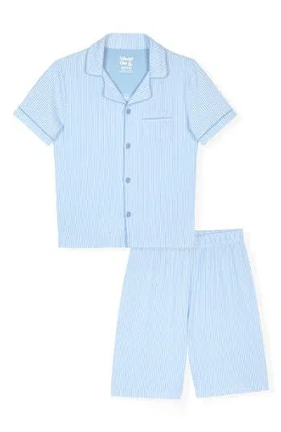 Cloud Nine Kids' Stripe Two-piece Short Pajamas In Blue