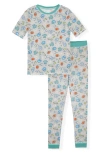 Cloud Nine Print Soft Fitted Two-piece Pajama Set In Gray