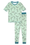 Cloud Nine Print Soft Fitted Two-piece Pajama Set In Green