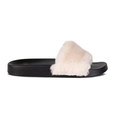 Cloud Nine Women's Bella Sheepskin Slide Sandal In Cream In Multi