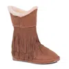 Cloud Nine Women's Classic Fringed Sheepskin Boot In Chestnut In Pink