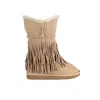 Cloud Nine Women's Classic Fringed Sheepskin Boot In Sand In Beige