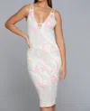 Cloud Ten Bali Swirl Midi Dress In Mint Pink