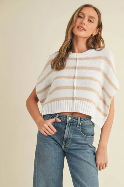 Cloud Ten Brayley Crop Sweater Vest In Ivory/ Taupe In White