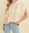 Cloud Ten Cable Kit Contrast Stitch Sweater In Cream