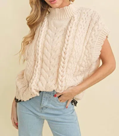 Cloud Ten Cable Kit Contrast Stitch Sweater In Cream