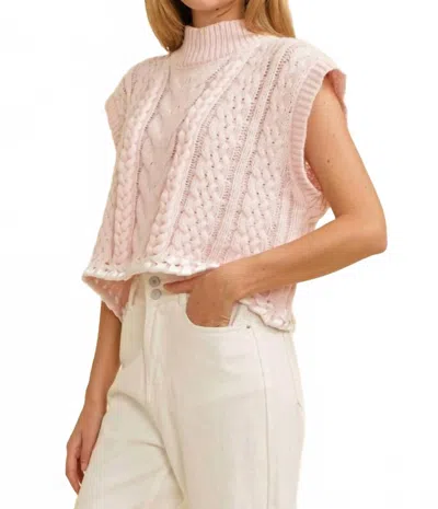 Cloud Ten Cable Knit Drop Shoulder Sweater In Pink