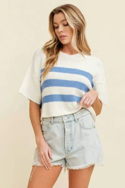 Cloud Ten Corie Stripe Top In White / Blue