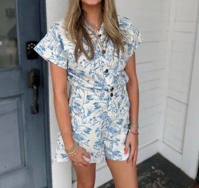 Cloud Ten Frilly Feels Romper In White, Blue
