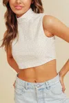 Cloud Ten Game Changer Mock Neck Crop Top In White