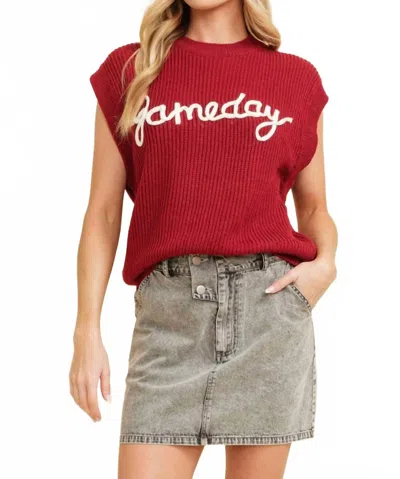 Cloud Ten Gameday Sleeveless Sweater Vest In Red