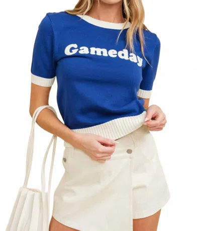 Cloud Ten Gameday Sweater Top In Royal Blue