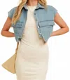 Cloud Ten Jana Cropped Vest In Light Denim