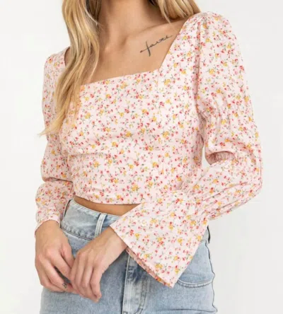 Cloud Ten Lindsay Open Back Floral Top In Pink In Multi