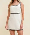 Cloud Ten Line Accent Mini Dress In White In White