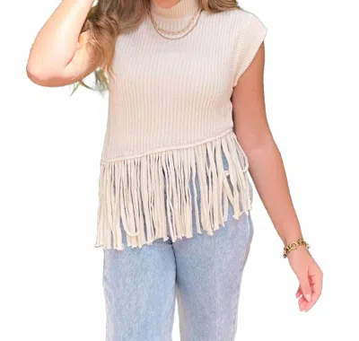 Cloud Ten Mia Asymmetric Sleeveless Sweater In Creamy Neutral In Multi