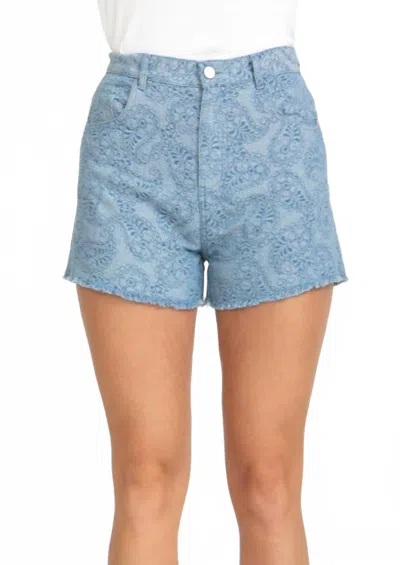 Cloud Ten Paisley Denim Shorts In Blue