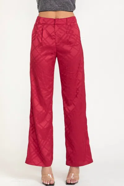 Cloud Ten Plaid Slacks In Wine In Pink