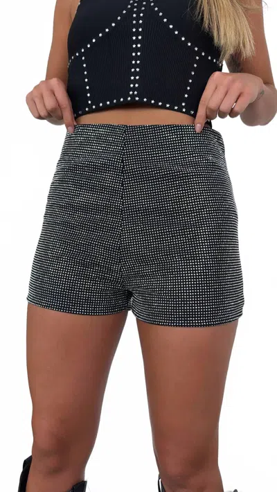 Cloud Ten Rhinestone Studded Shorts In Black