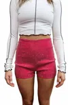 Cloud Ten Rhinestone Studded Shorts In Red In Red