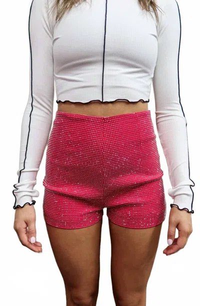 Cloud Ten Rhinestone Studded Shorts In Red