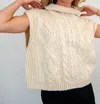 Cloud Ten Sleeveless Cable Knit Sweater In Cream In White