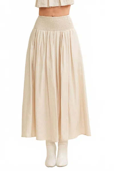 Cloud Ten Smocked Midi Skirt In Cream In White