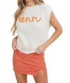 Cloud Ten Tenn Embroidered Sleeveless Sweater Top In White In White